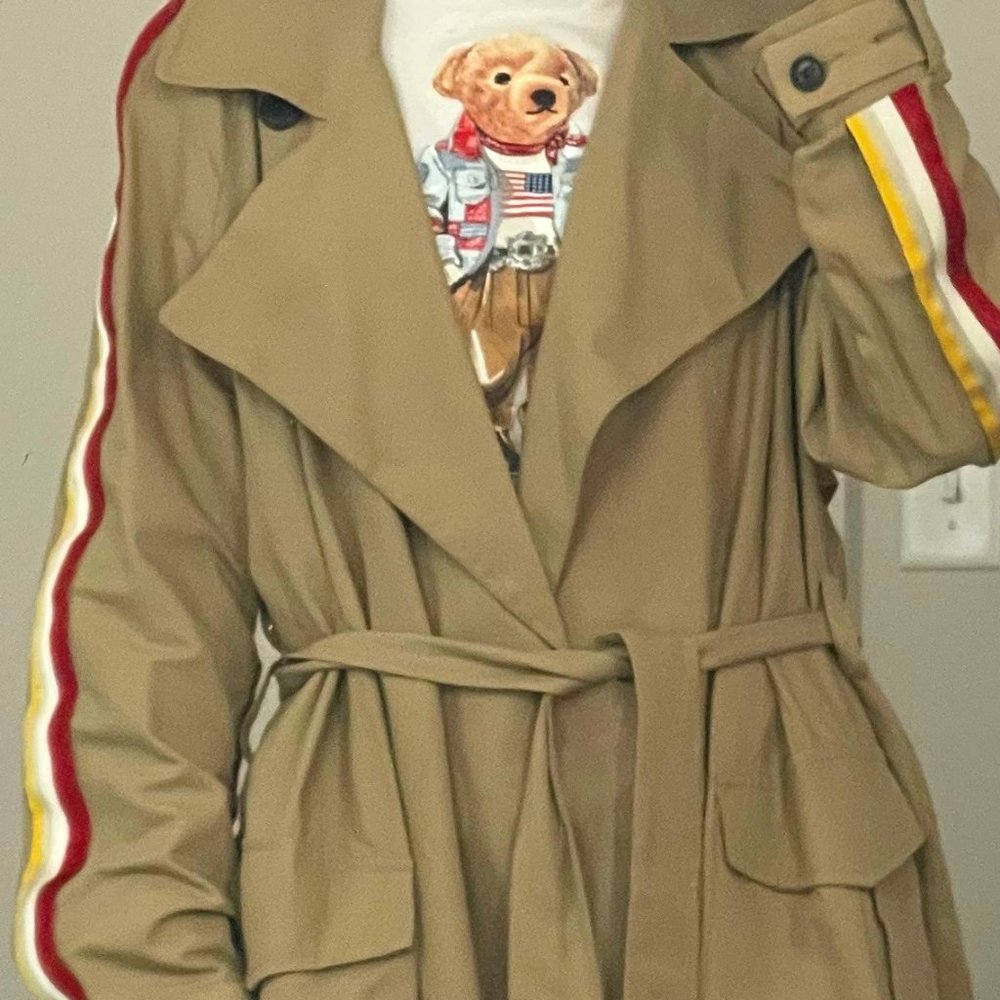 ZARA CAMEL TRENCH COAT WITH SIDE STRIPES